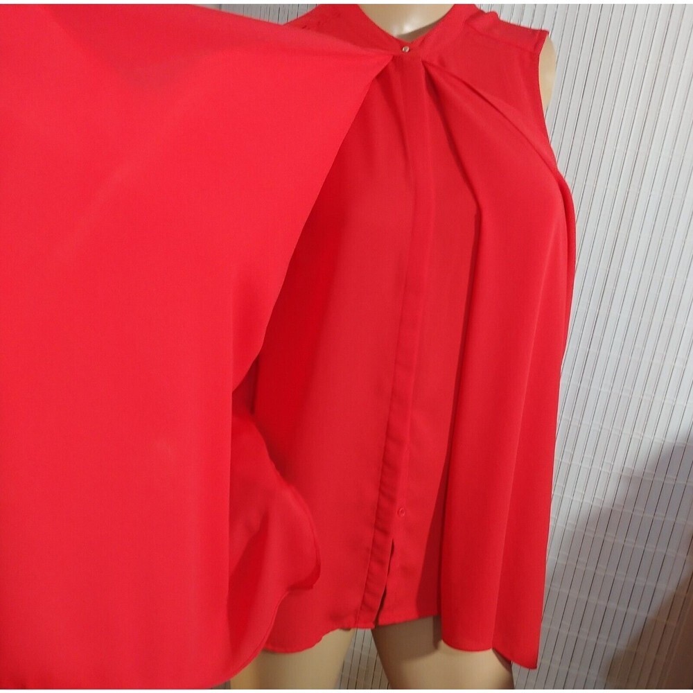 H&M Blouse for Women Size 8 Red Color Hidden Buttons Sleeveless - Picture 4 of 12